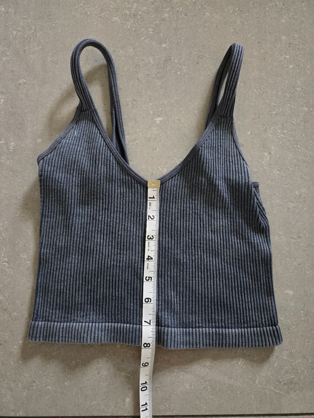 Ribbed V-Neck Cropped Camisole - Charcoal